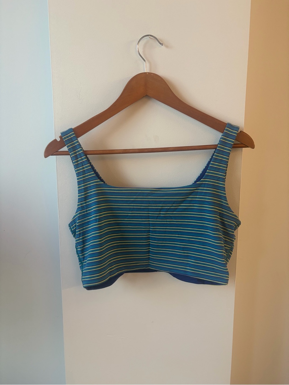 lululemon Blue and Green Striped comfy Sports Bra